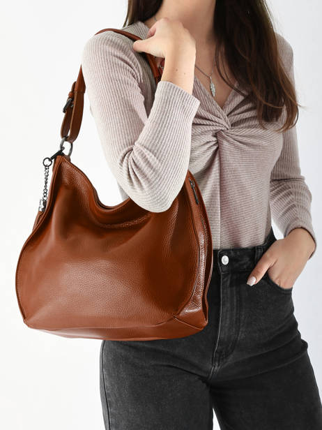 Sac Porté épaule Caviar Cuir Milano Marron caviar CA24069 vue secondaire 1
