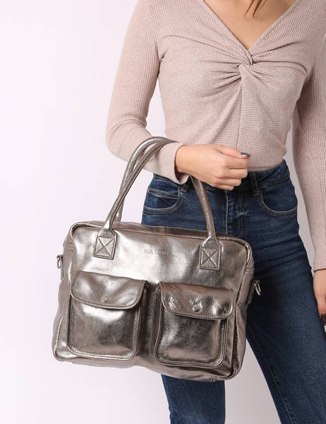 Sac Le Dandy A4 Cuir Paul marius Gris vintage S vue secondaire 1