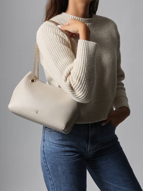 Sac Porté épaule Minimal Mono Polyester Recyclé Calvin klein jeans Beige minimal mono 4F3205G vue secondaire 1