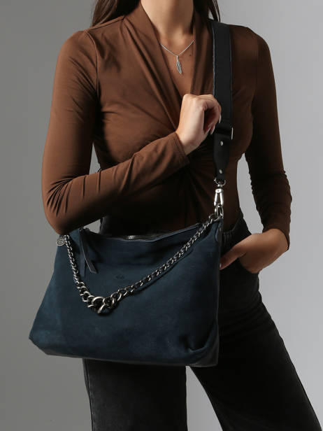 Sac Bandoulière Vintage Cuir Mila louise Bleu vintage 3822VC vue secondaire 1