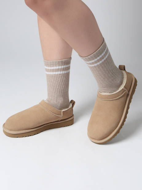 Bottes Classic Micro En Cuir Ugg Beige women 1173891 vue secondaire 1