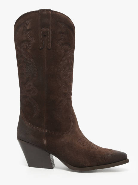 Santiags En Croûte De Cuir Avec Surpiqûres The icona Marron women TX160