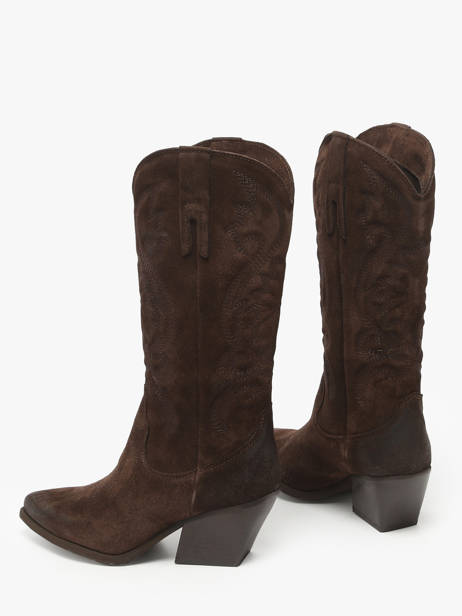 Santiags En Croûte De Cuir Avec Surpiqûres The icona Marron women TX160 vue secondaire 2
