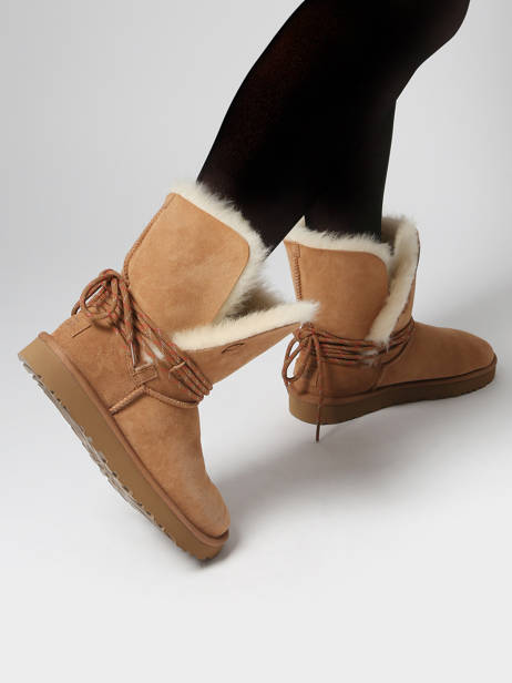 Bottines En Cuir Ugg Beige women 1171530 vue secondaire 1
