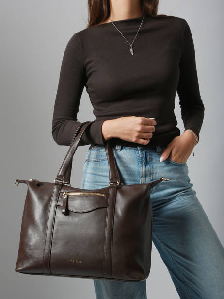 Sac Porté épaule Vintage Cuir Nat et nin Marron vintage THYLANE vue secondaire 1