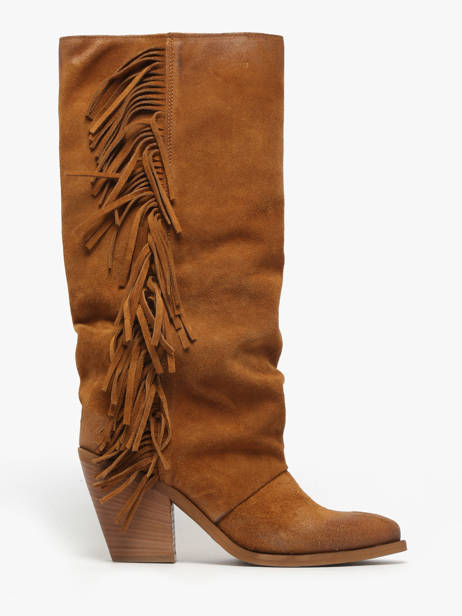 Bottes à Talon En Cuir Metisse Marron women XD1040