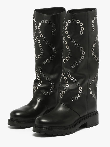 Bottes En Cuir Metisse Noir women MA2071 vue secondaire 1