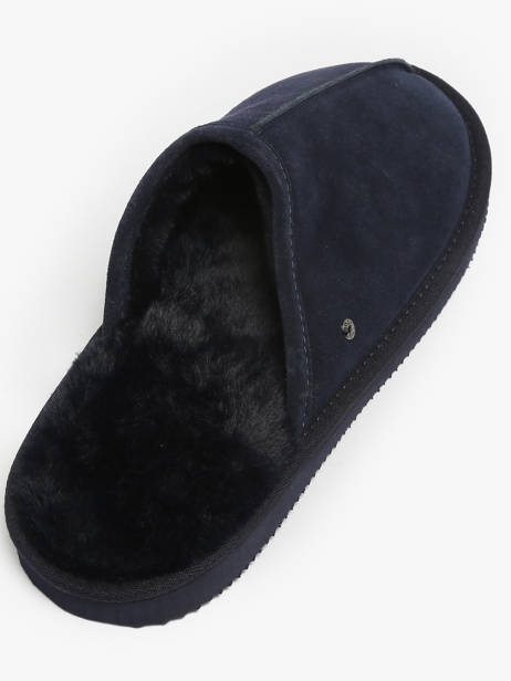 Chaussons En Cuir Isotoner Bleu men 98169 vue secondaire 2