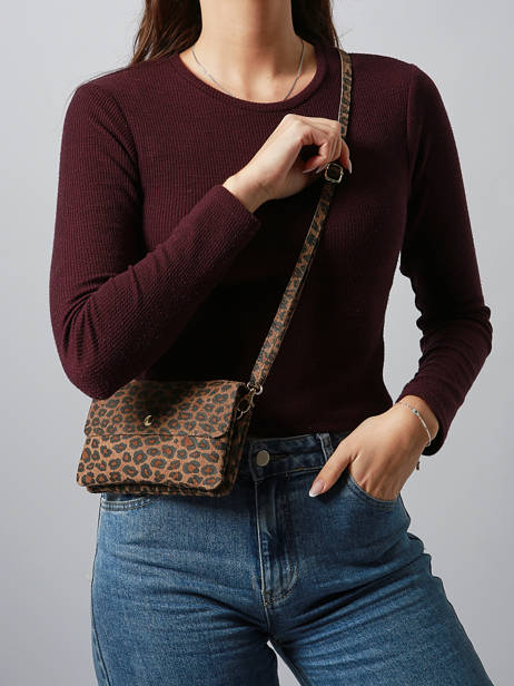 Sac Bandoulière Velvet Leopardo Cuir Milano Marron velvet leopardo VL23067 vue secondaire 1