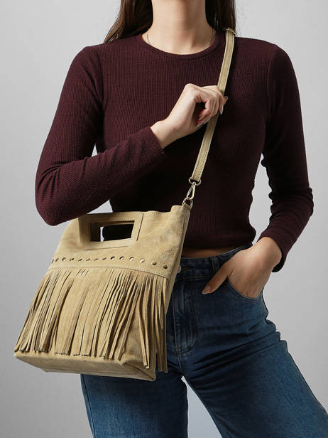 Sac Bandoulière Velvet Cuir Milano Beige velvet VE25091 vue secondaire 1