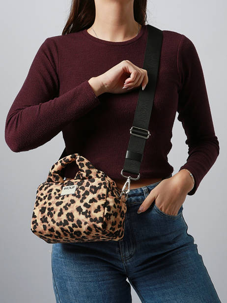 Sac Bandoulière Feline Polyester Recyclé Wouf Marron feline BB250020 vue secondaire 1