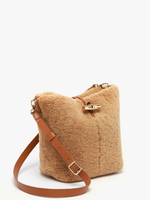 Longchamp Le roseau shearling Sacs porté travers Marron