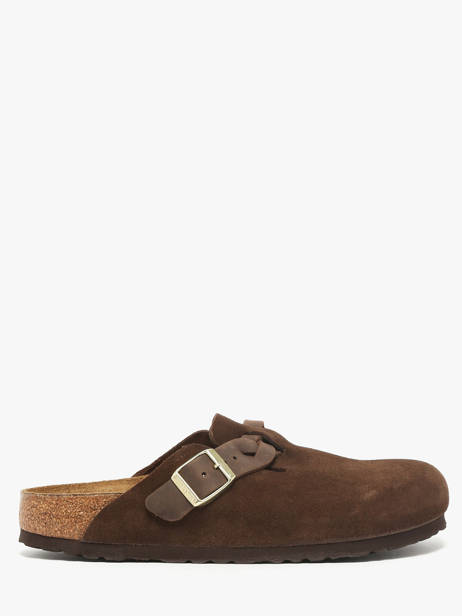 Mules Boston Braided En Cuir Birkenstock Marron women 1031716