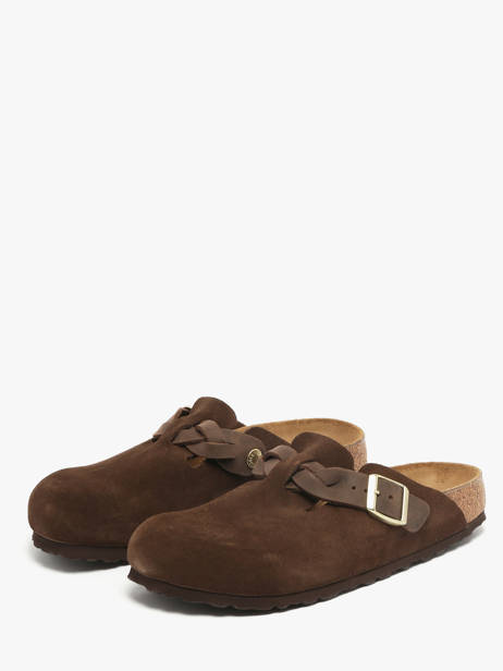 Mules Boston Braided En Cuir Birkenstock Marron women 1031716 vue secondaire 1