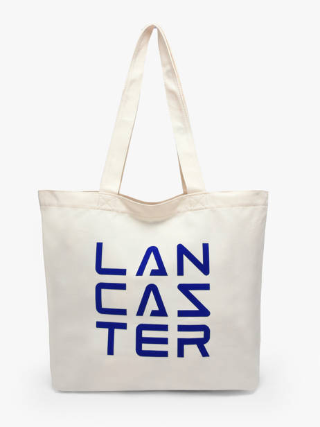 Sac Porté épaule Tote Bag 3 Lines Coton Lancaster Beige tote bag 3 lines 6