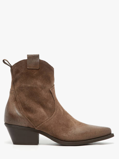Santiags à Talon Tronchetti Texani En Cuir Metisse Marron women Bottines texanes fabriquées dans des matériaux souples et entièrement brossées et vieillies à la main.