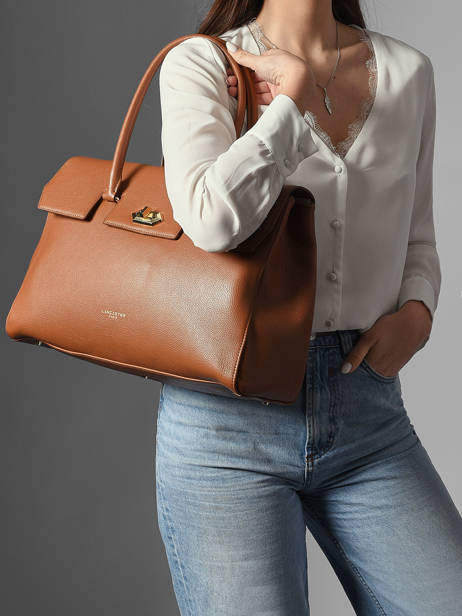 Sac Porte Epaule A4 Milano Cuir Lancaster Beige milano cosmos 57 vue secondaire 1