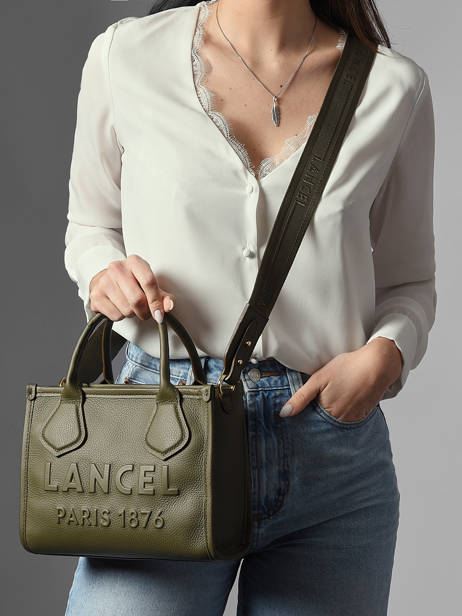 Cabas Zippé S Jour Cuir Lancel Vert jour A12995 vue secondaire 1