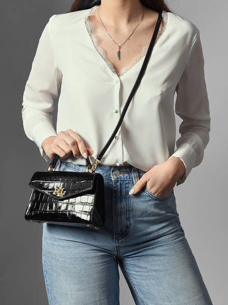 Sac Bandoulière Small Farrah Croco Cuir Lauren ralph lauren Noir farrah 31974462 vue secondaire 1