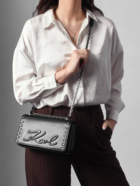 Sac Bandoulière K Signature Studs Cuir Karl lagerfeld Noir k signature B1W30049 vue secondaire 1