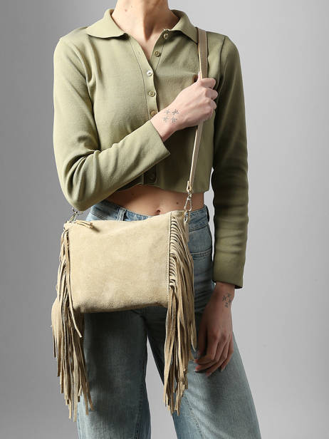 Sac Bandoulière Velvet Cuir Milano Beige velvet VE25113 vue secondaire 1