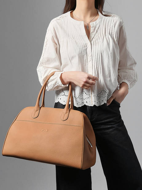 Sac Porté épaule Barbara Cuir Nathan baume Marron state 1 vue secondaire 1