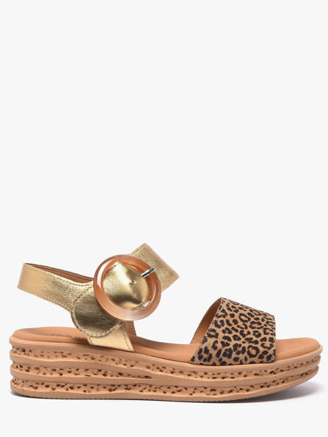 Sandales Semelle Compensée En Cuir Gabor Or women 32