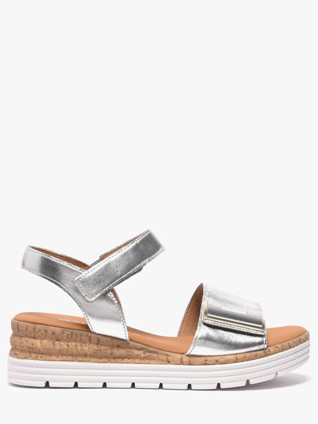 Sandales Semelle Compensée En Cuir Gabor Argent women 10