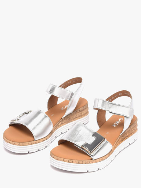 Sandales Semelle Compensée En Cuir Gabor Argent women 10 vue secondaire 1