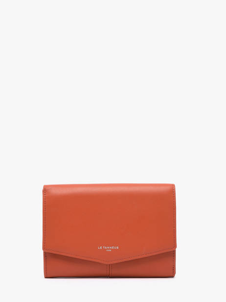 Portefeuille à Rabat Charlotte Cuir Lisse Le tanneur Orange charlotte TOTT3301