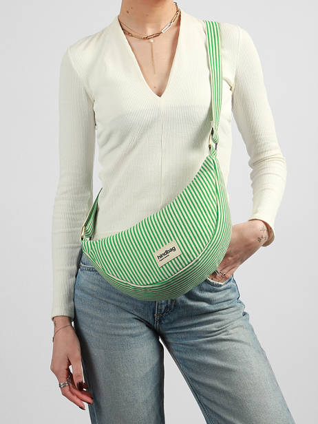 Sac Bandoulière Rayures Coton Hindbag Vert rayures RA vue secondaire 1