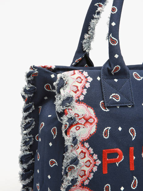 Sac Porté Main Logo Shopper Coton Pinko Bleu logo shopper 6673A3B7 vue secondaire 3