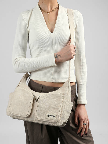 Sac Bandoulière Jute Coton Hindbag Beige jute JU vue secondaire 1