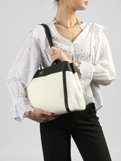 Sac Porté épaule Hardware Monogram Coton Calvin klein jeans Blanc hardware monogram 4F3503G vue secondaire 1