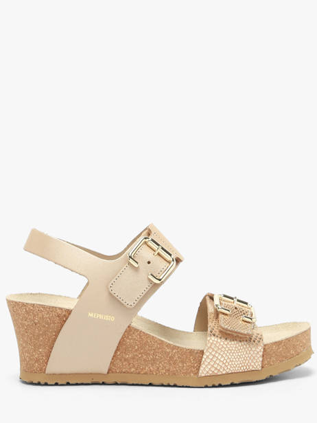 Sandales Semelle Compensée En Cuir Mephisto Or women P5148844