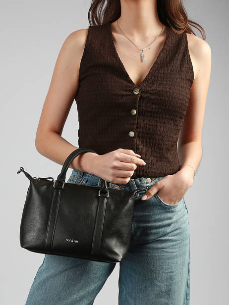 Sac Porté Main Vintage Cuir Nat et nin Noir vintage MTHYLANE vue secondaire 1