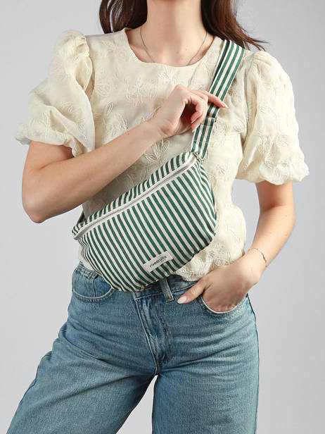Le Sac Banane Custine Striped Coton Recyclé Rivedroite Vert spring striped CUSTSTRI vue secondaire 1