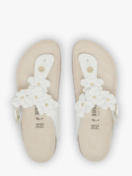 Mules Gizeh Flower En Cuir Birkenstock Blanc women 1026735 vue secondaire 3