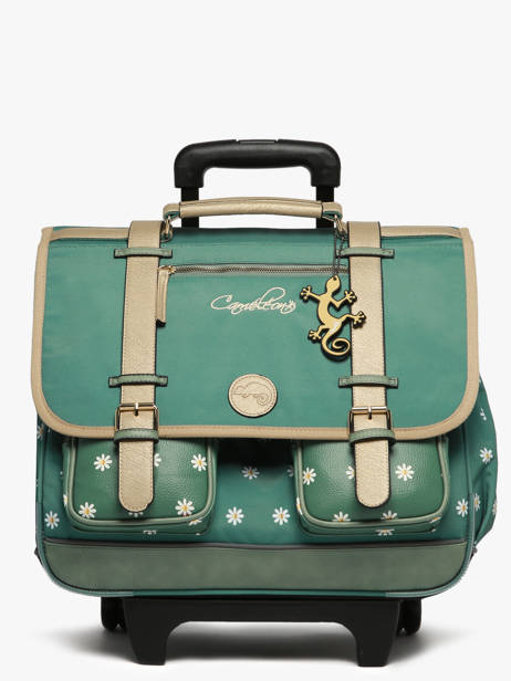 Cartable à Roulettes 3 Compartiments Cameleon Vert vintage fantasy PBVGCR41