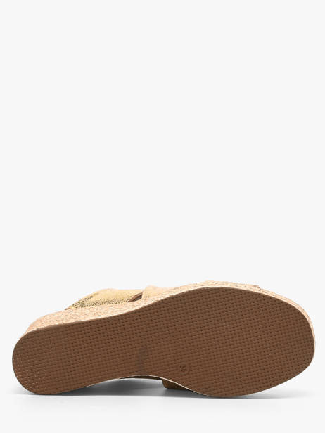 Mules Talon Compensé En Cuir Aliwell Or women A126190 vue secondaire 4