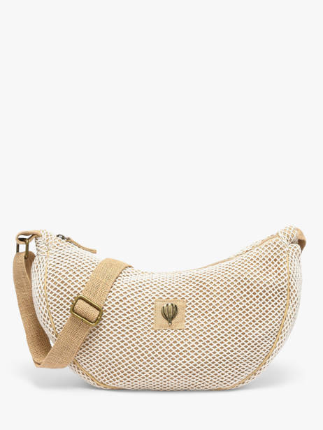 Sac Bandoulière Resille Coton Le voyage en panier Beige resille PM943