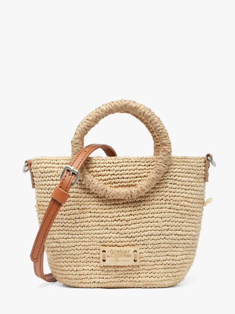 Sac Porté Main L'atelier Du Crochet Raphia Le voyage en panier Beige l'atelier du crochet AM831