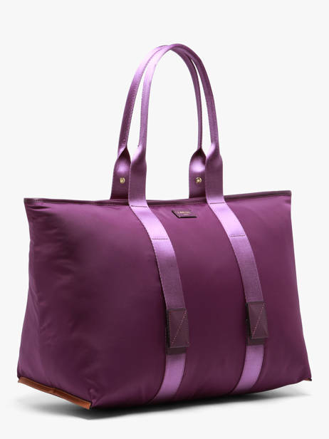 Sac Cabas Zippé L Mistral Rollable Nylon Et Cuir Lancel Violet mistral A13996 vue secondaire 2