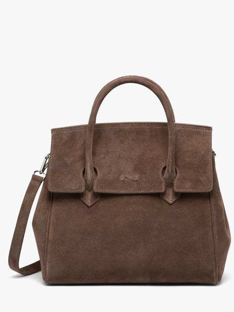 Sac à Main Clara Cuir Daim Nathan baume Marron nathan 2S