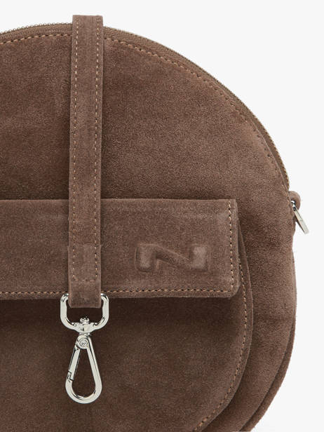 Sac Bandoulière Dorine Cuir Daim Nathan baume Marron nathan 32PS vue secondaire 3
