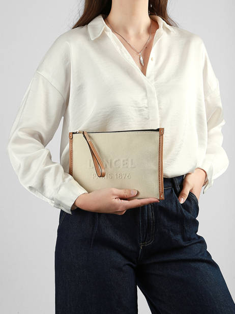 Trousse Jour Toile Et Cuir Lancel Beige jour A14029 vue secondaire 1
