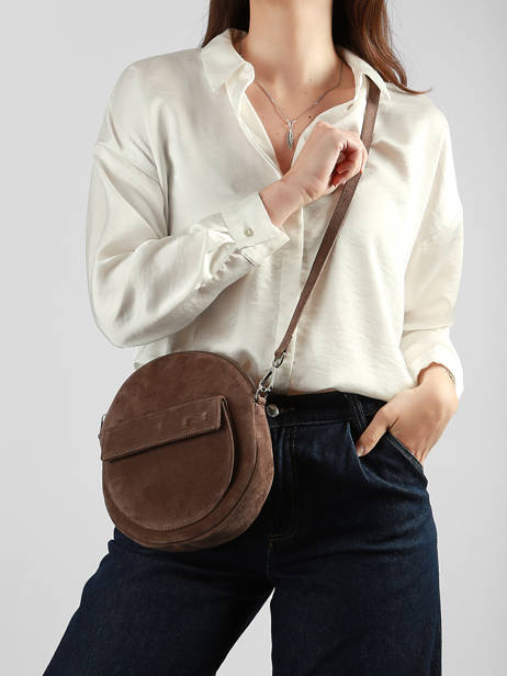 Sac Bandoulière Dorine Cuir Daim Nathan baume Marron nathan 32PS vue secondaire 1