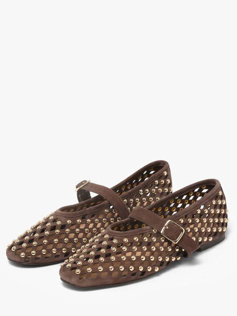 Ballerines Avec Brides En Cuir Inuovo Marron women NK003KDR vue secondaire 1